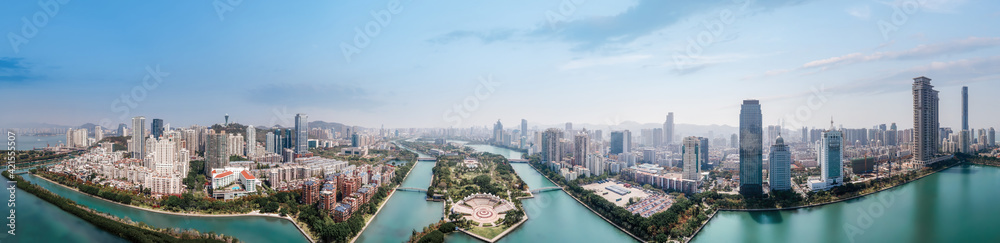 Aerial photography of Xiamen city landscape