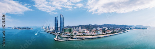 Aerial photography of Xiamen city landscape