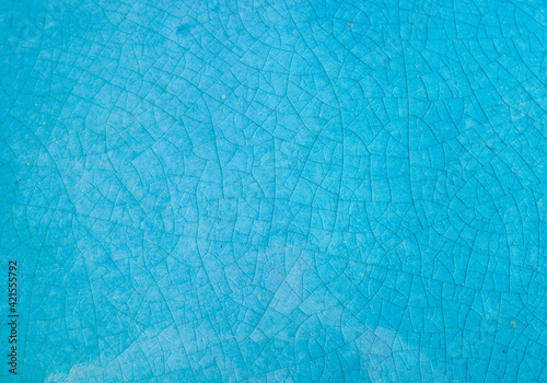 texture of cracked blue ceramic for background