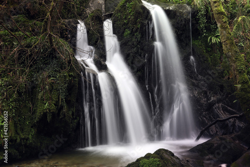 Slow shutter of Aberfforest waterfall in Pembrokeshire  Wales