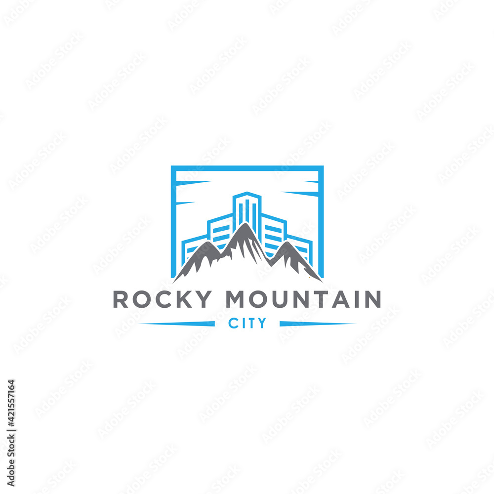Rocky mountain city logo design vector