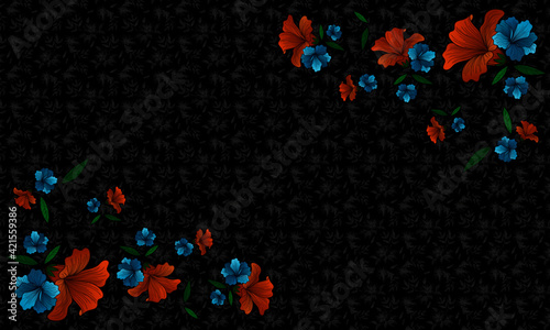Pattern z kwiatami i  ozdobnymi kwiatami na przy krawędziach