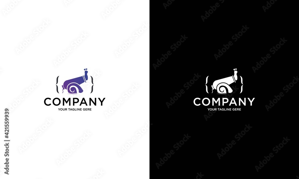cannon and snail logo design