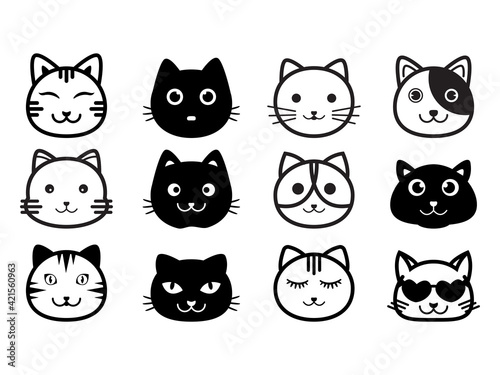 cat head icon. cat icon black on white background. cat icon simple and modern for app  illustration.