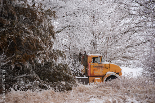 old truck in snow