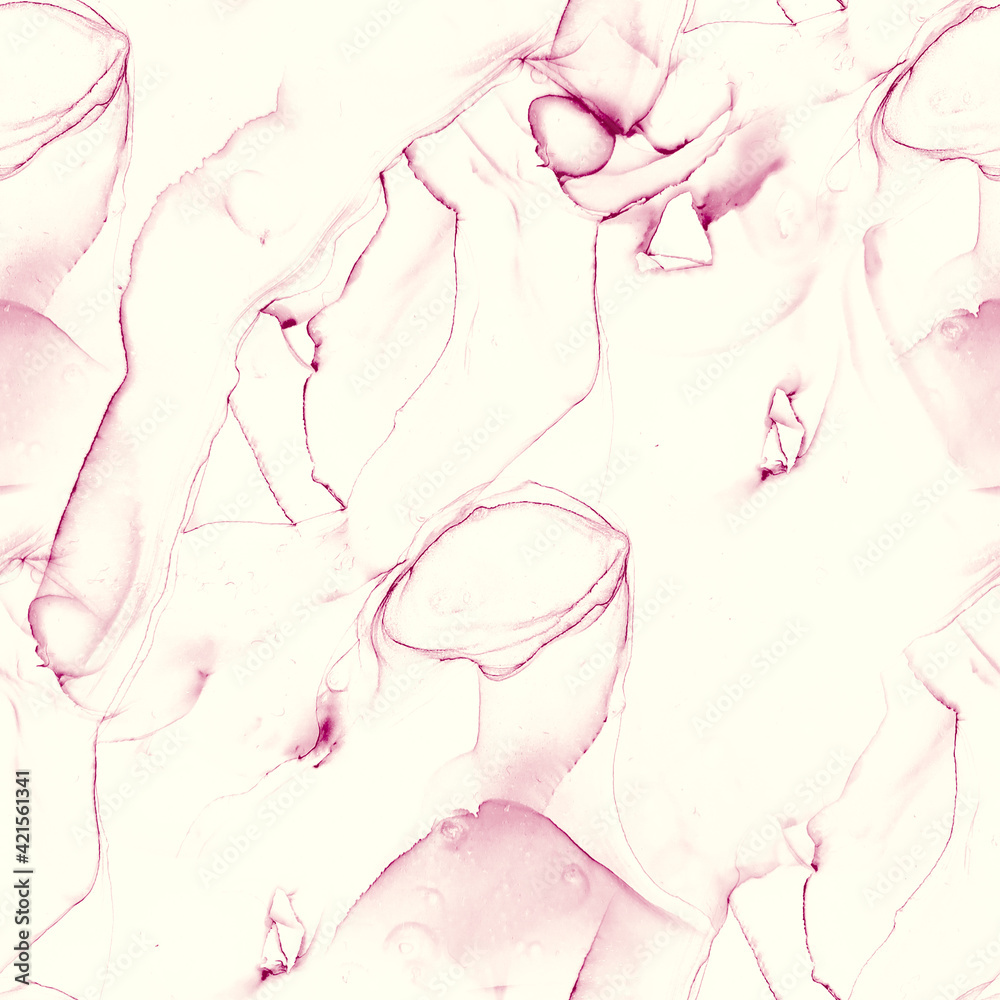 Naklejka premium Alcohol ink pink seamless background. Transparent