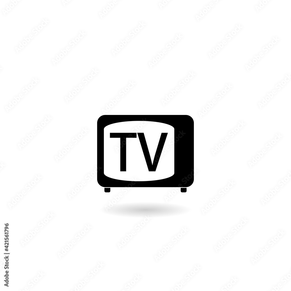 Simple television icon with shadow Simple television icon with shadow
