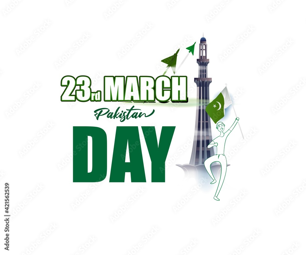Vector illustration concept of Pakistan National day greeting, 23 March, flag, patriotic poster, banner