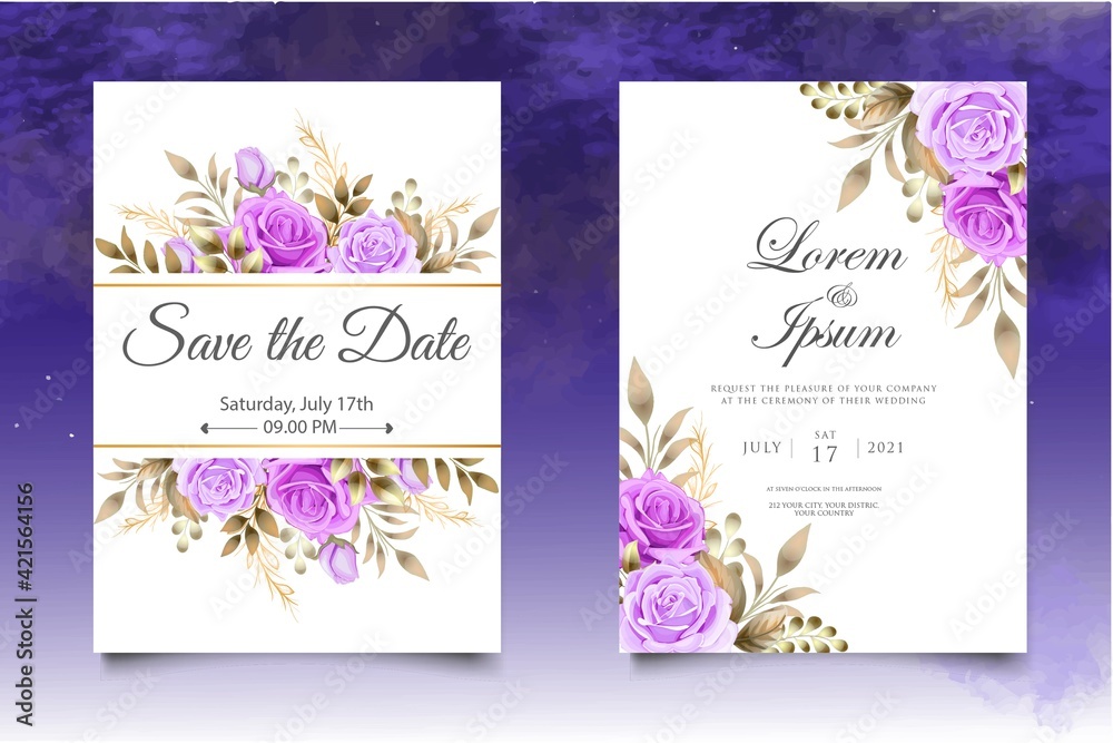 Beautiful floral wedding invitation template