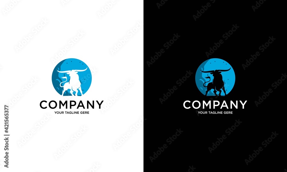 Vector image of bull and moon logo Vector image of bull and moon logo