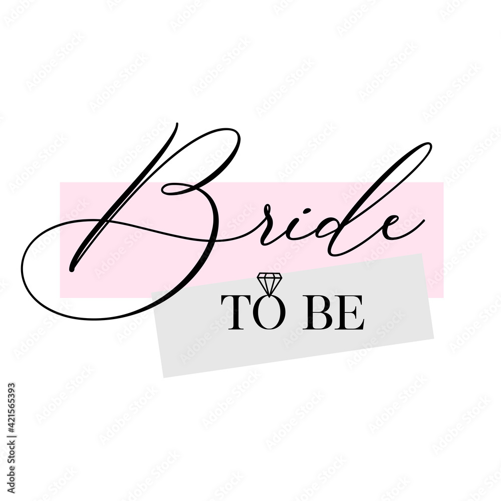 Bride to be bachelorette party vector calligraphy design.hen party or  bridal shower hand written calligraphy card, banner or poster graphic  design lettering vector element. Bride to be quote Stock Vector