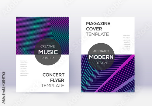 Modern cover design template set. Neon abstract li