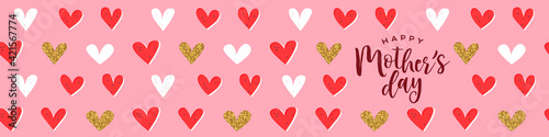 Happy Mother's Day gold glitter heart banner