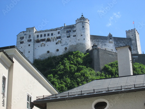 Fortress Hohensalzberg Salzburg, Austria, Famous Historic Castle Fortress came under siege during the German Peasants’ War in 1525 from Residenzplatz Square photo