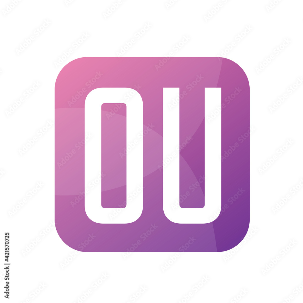 OU Letter Logo Design With Simple style