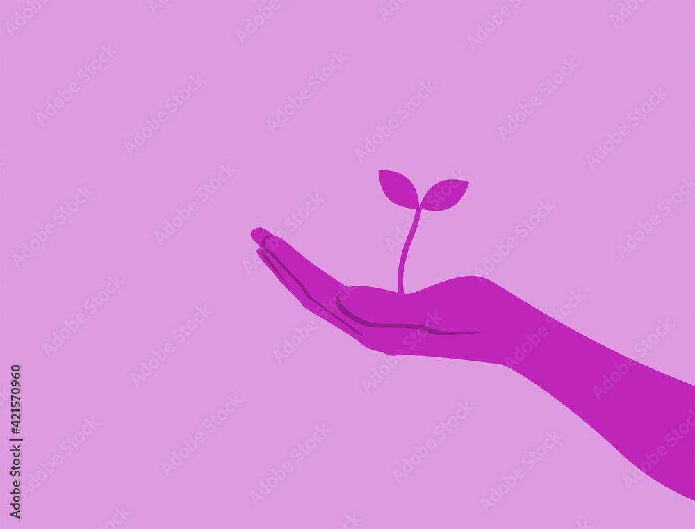 Fototapeta premium mano, palmo, pianta, germoglio