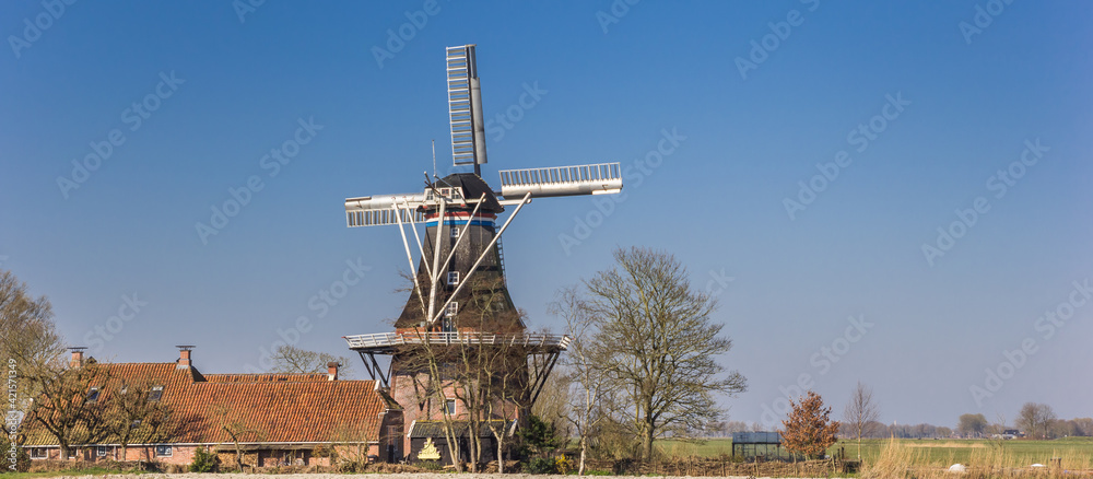 Historic windmill of Den Andel village in Groningen, Netherlands Historic windmill of Den Andel village in Groningen, Netherlands