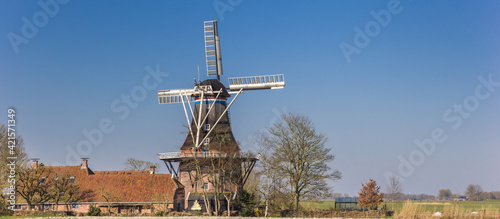 Historic windmill of Den Andel village in Groningen, Netherlands