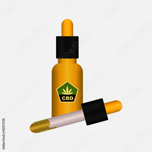 cbd thc liquid oil product with bottle and pipe jar medicine mockup marijuana cannabis sativa ganja product design