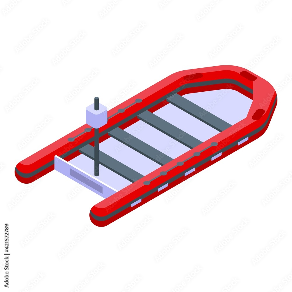Rubber rescue boat icon. Isometric of Rubber rescue boat vector icon for web design isolated on white background Rubber rescue boat icon. Isometric of Rubber rescue boat vector icon for web design isolated on white background