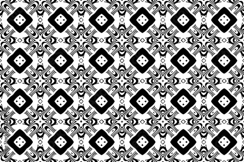 Geometric black and white background. Abstract ethnic motif in the style of the peoples of India with doodling elements. Template for presentations, coloring books, wallpapers.
