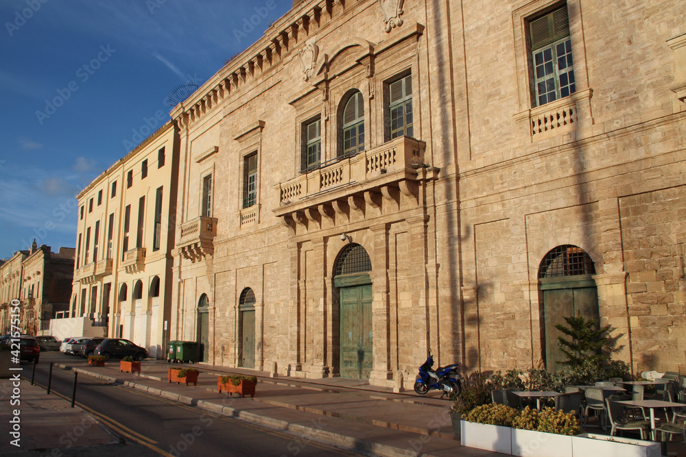 ancient stone building in vittoriosa in malta