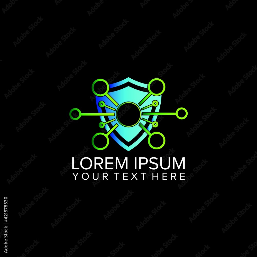 shield technology logo design vector