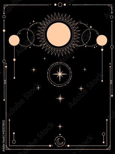 mystical esoteric composition of the sun, moon and stars