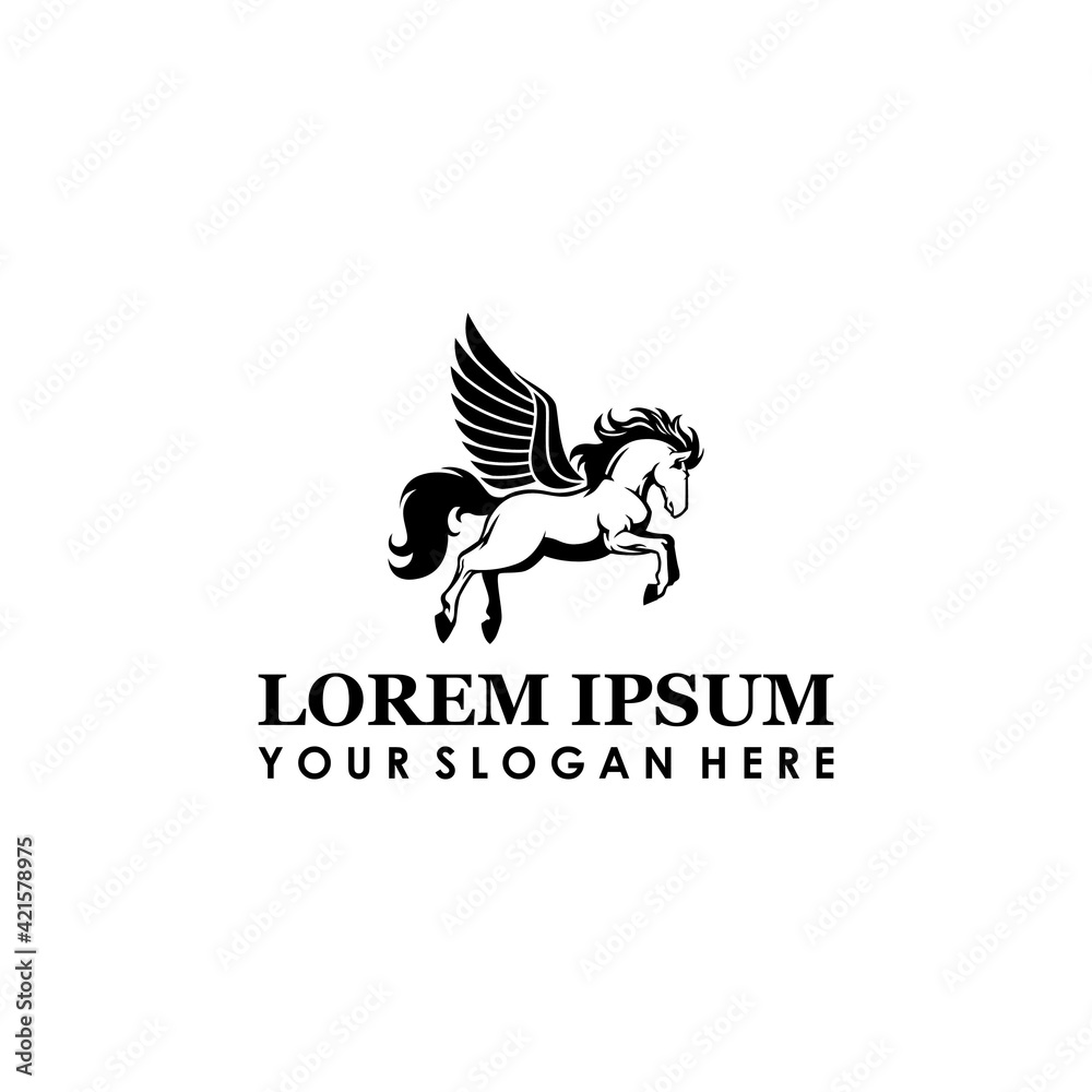 Fototapeta premium unicorn horse with wing logo design vector isolated