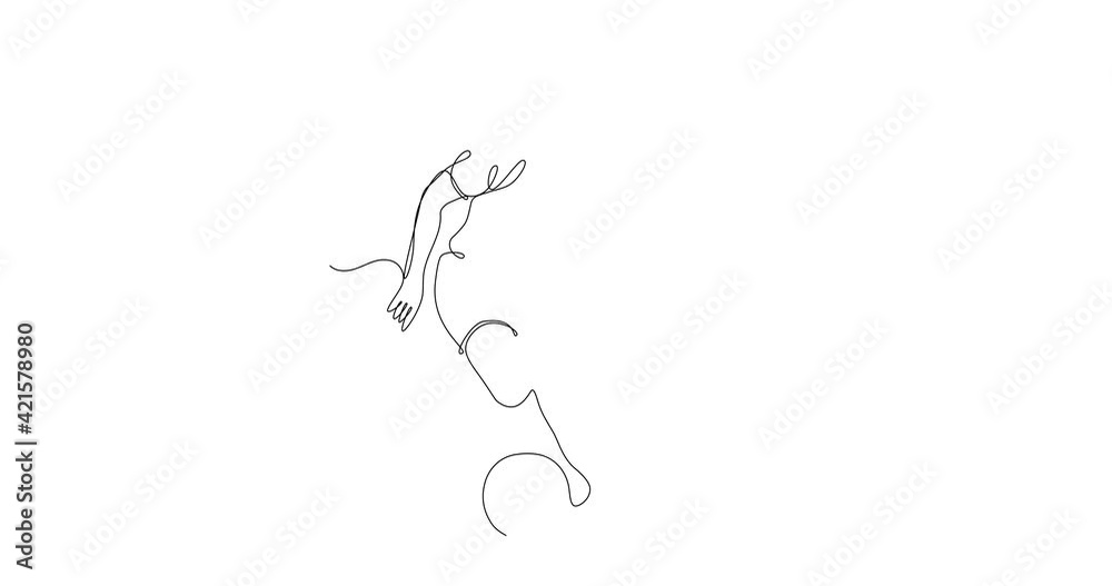 self drawing animation of continuous line drawing of two girls playing soccer, in action. Representation of women's football and team play. Black line on white background self drawing animation of continuous line drawing of two girls playing soccer, in action. Representation of women's football and team play. Black line on white background