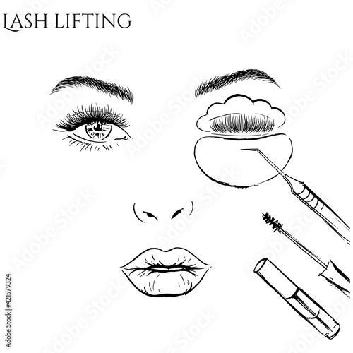Eyelash lifting illustration.