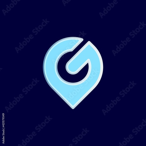 G letter logo design vector with location