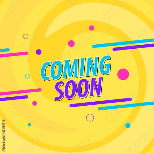 Coming soon banner background with swirl. Vector illustration.