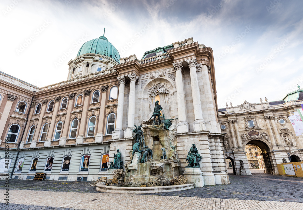 Royal Castle and Matthias Fountain in Budapest, Hungary