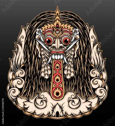 Rangda bali mask illustration