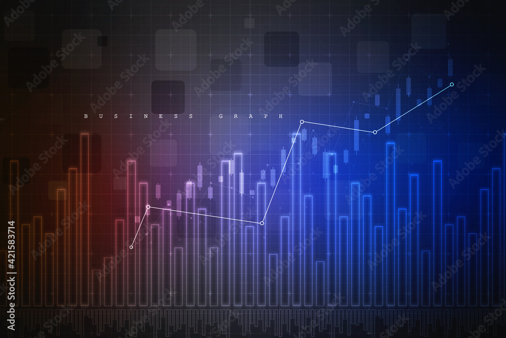 2d rendering Stock market online business concept. business Graph 
