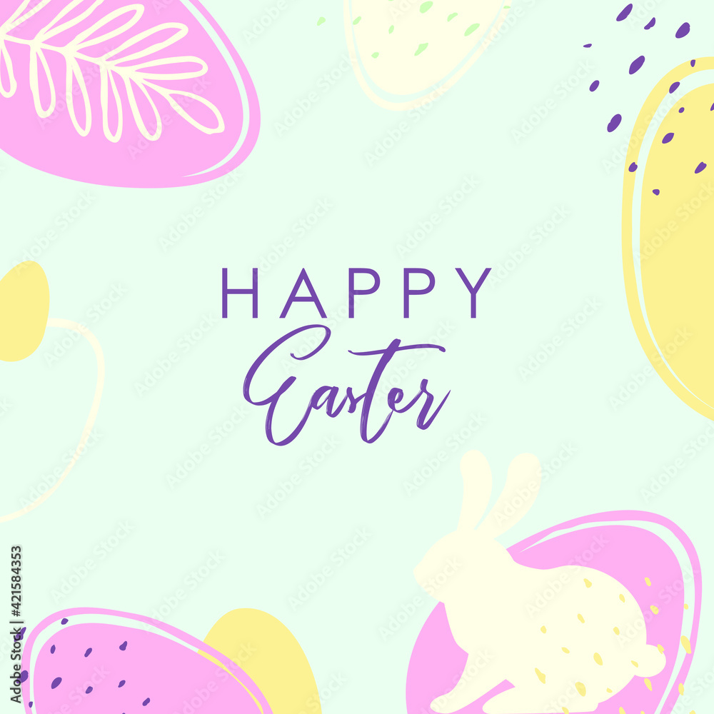 Easter. Easter eggs. Template suitable for social media posts, mobile apps, banners design. Spring holidays. Happy Easter