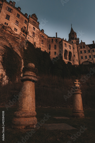 Sigmaringen Castle by starry night in the moonlight