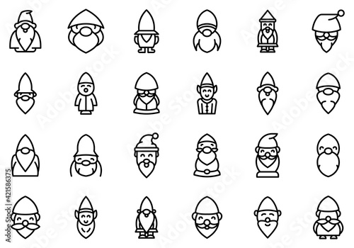 Garden gnome icon. Outline garden gnome vector icon for web design isolated on white background photo