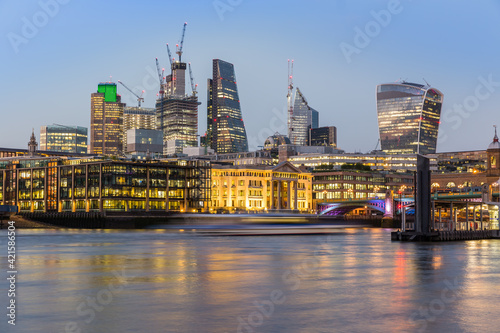 Panorama of London at night over the Thames