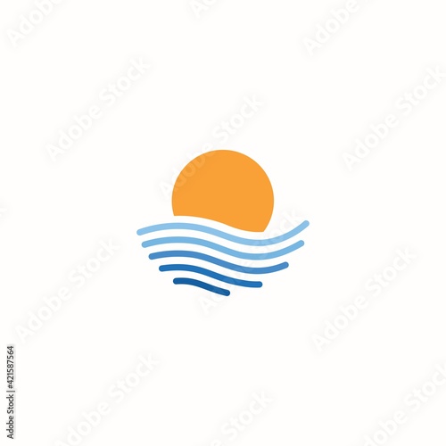 Minimalist and simple Modern ocean and sun icon, logo template © RK151 Berthoud