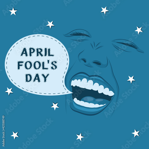 April fool day poster. Happy man - Vector