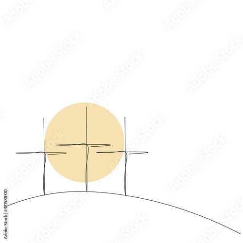 Golgotha hill with cross of Jesus Christ design  vector illustration