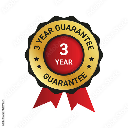 3 year guarantee badge, label illustration, Extended warranty Guarantee Brand,3 year warranty, emblem, label, logo