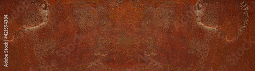 Grunge rusty orange brown metal steel stone background texture banner panorama 