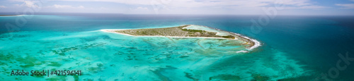 Panoramic view of one end of Tortugillo cay south, on Tortuga island, Venezuela.