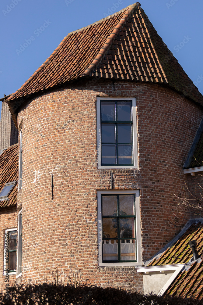 Medieval city wall tower part of the former fortification works around Hanseatic Zutphen, The Netherlands. Dutch cultural heritage site