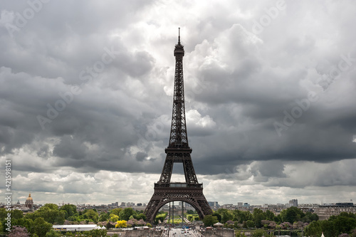 Paris, Eiffel Tower on a gloomy day