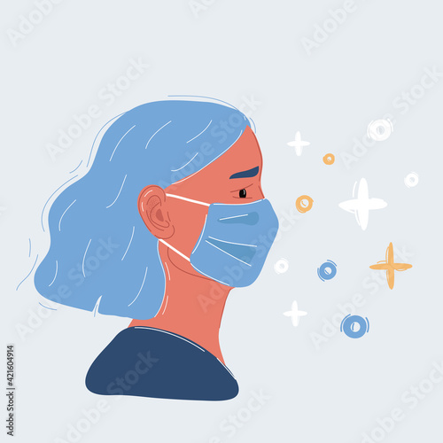 Vector illustration of Surgeon in Mask on white backround.