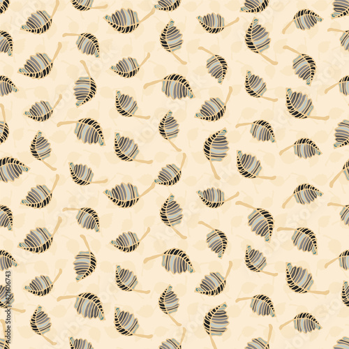 leaves toss seamless vector pattern on pale yellow